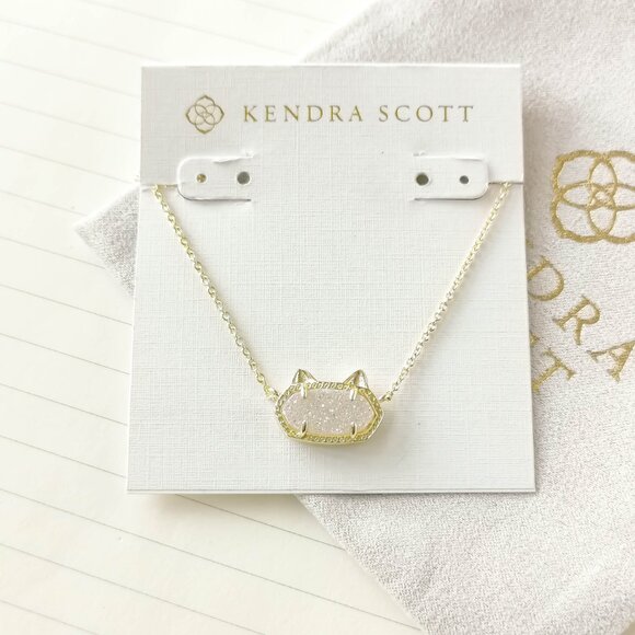 Kendra Scott Jewelry - Elisa Cat Gold Iridescent Drusy Pendant Necklace - Kendra Scott